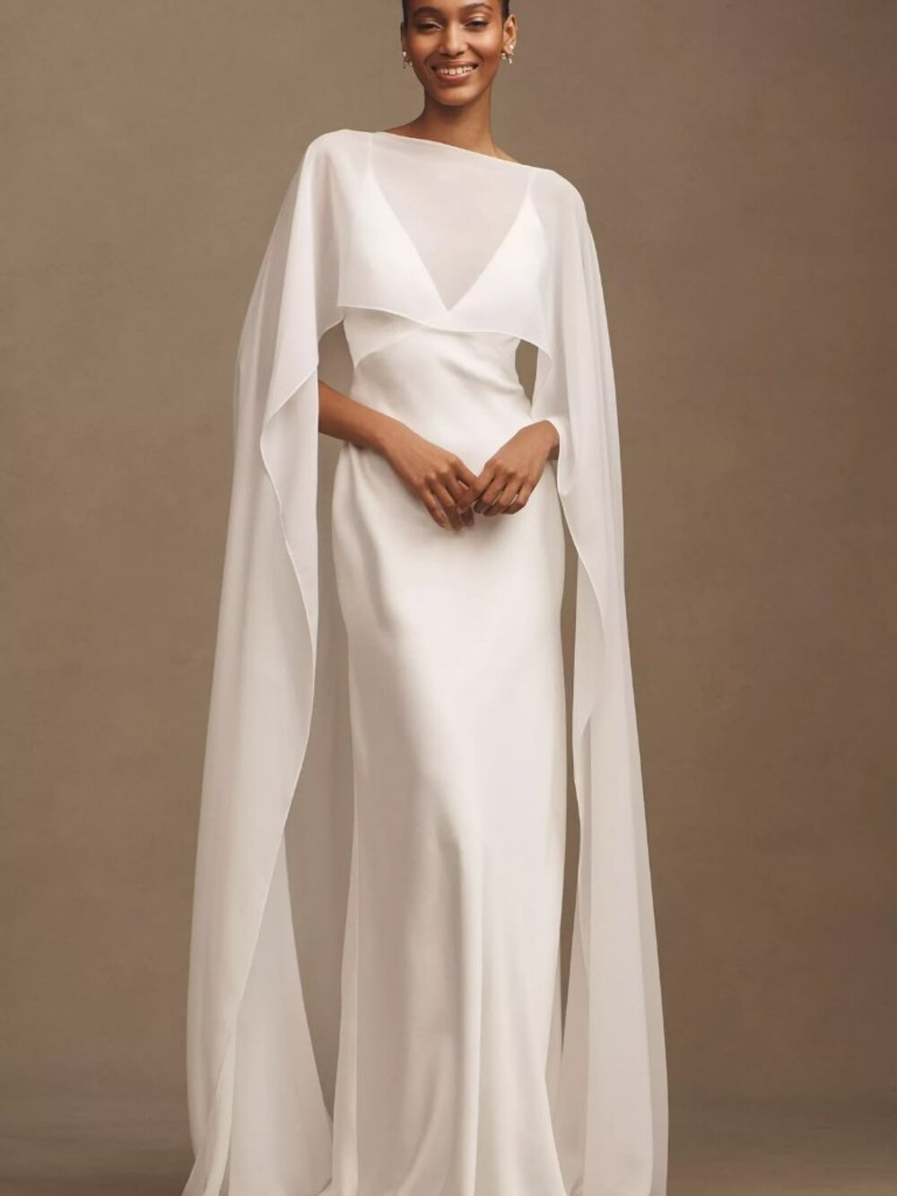 Jenny Yoo Cilla Wedding Gown Size 2 NEW Cape Satin